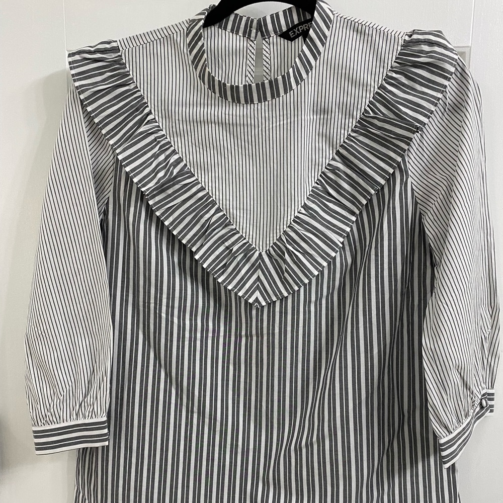 Express striped ruffle shirt
